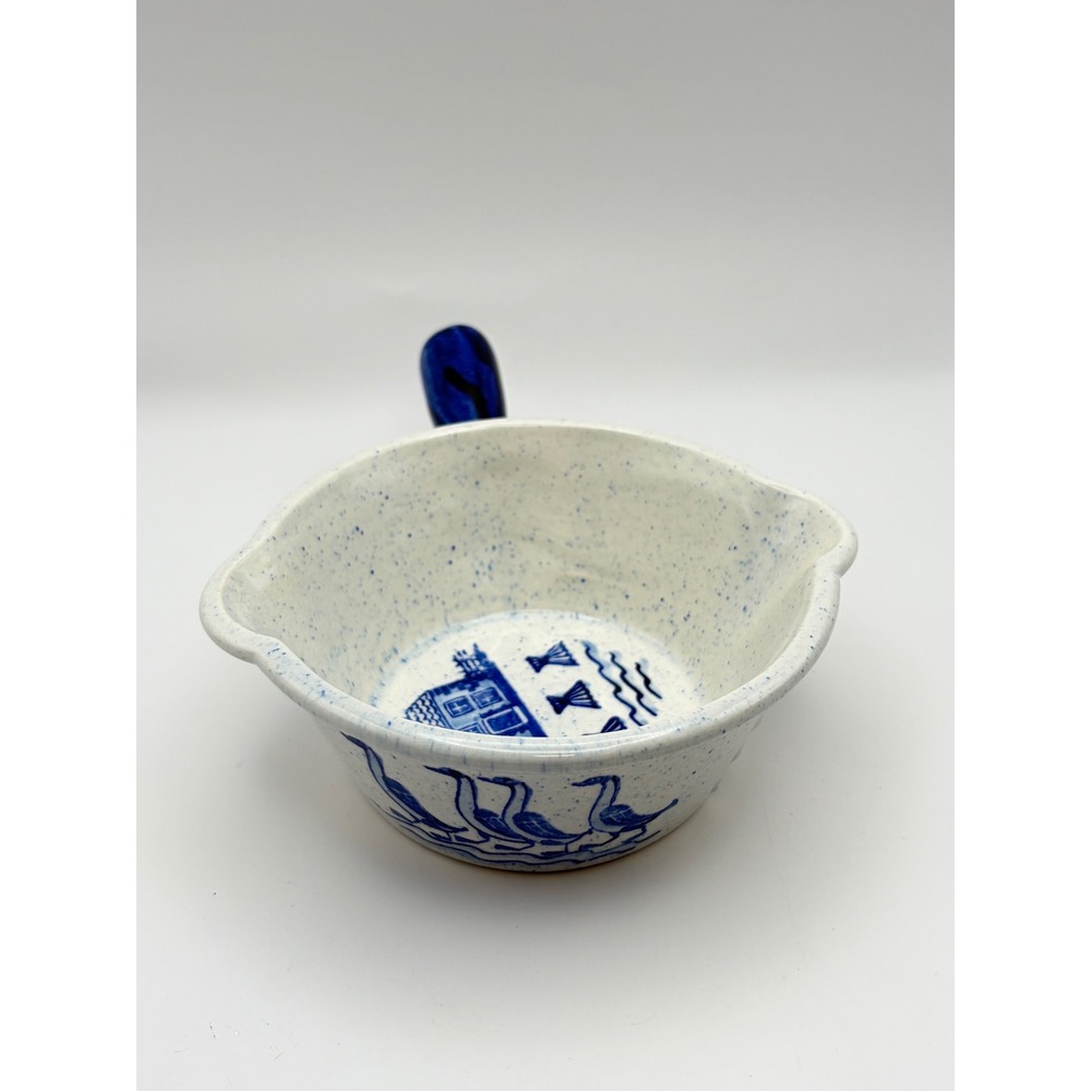 Vintage Metlox Poppytrail Homestead Provincial Blue Gravy Dish Painted Geese
